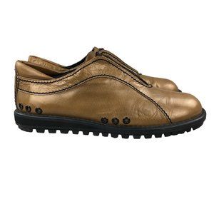 Stuart Weitzman Women's Size 7-7.5** Brown Bronze Lace-Up Low Top Oxfords SPAIN